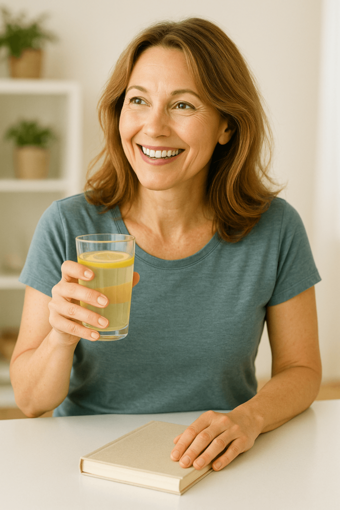 Gesunde Frau mittleres Alter, die Biohacking macht