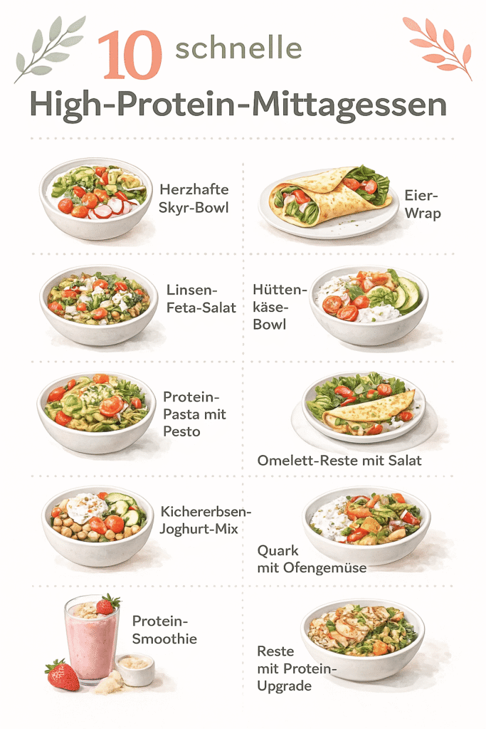 Übersicht 10 schnelle High-Protein-Mittagessen
