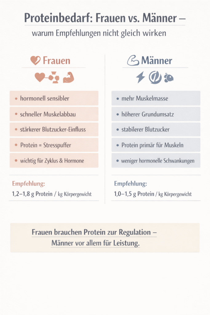 Vergleich Proteinbedarf bei Männern vs. bei Frauen