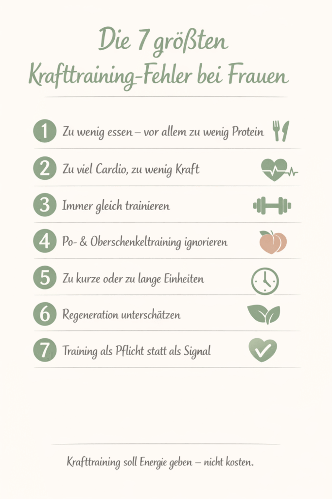 Übersicht die 7 größten Fehler beim Krafttraining von Frauen