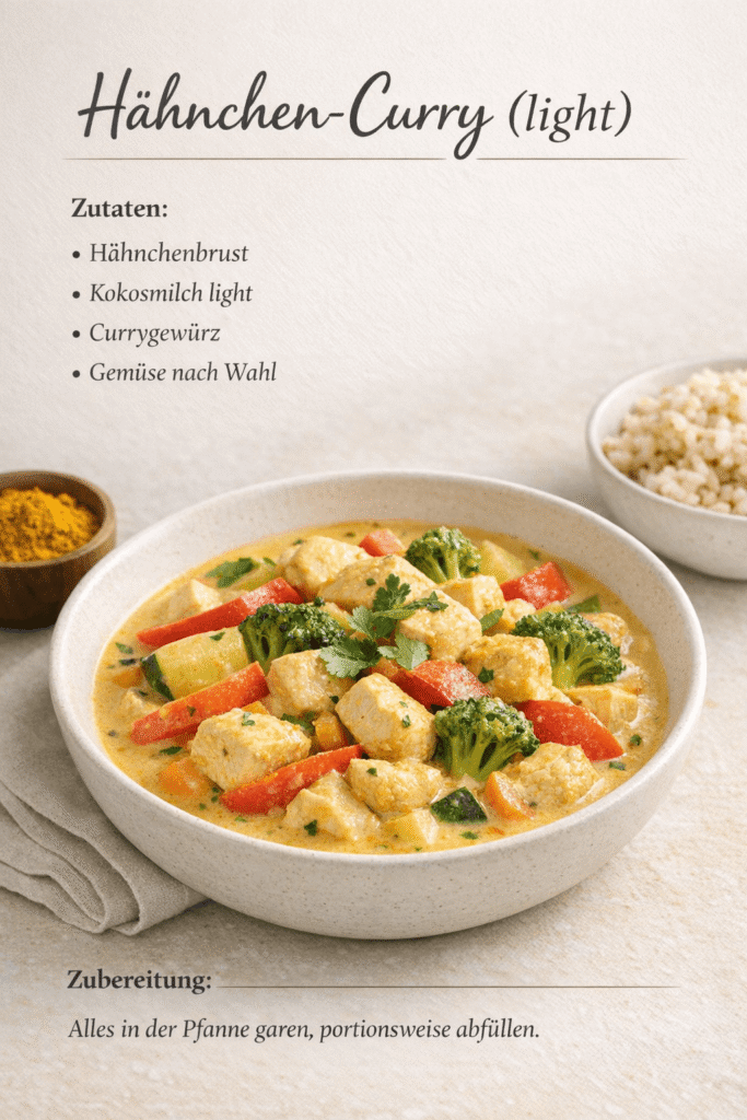 Hähnchen Curry light - proteinreiche Mealprep Rezepte