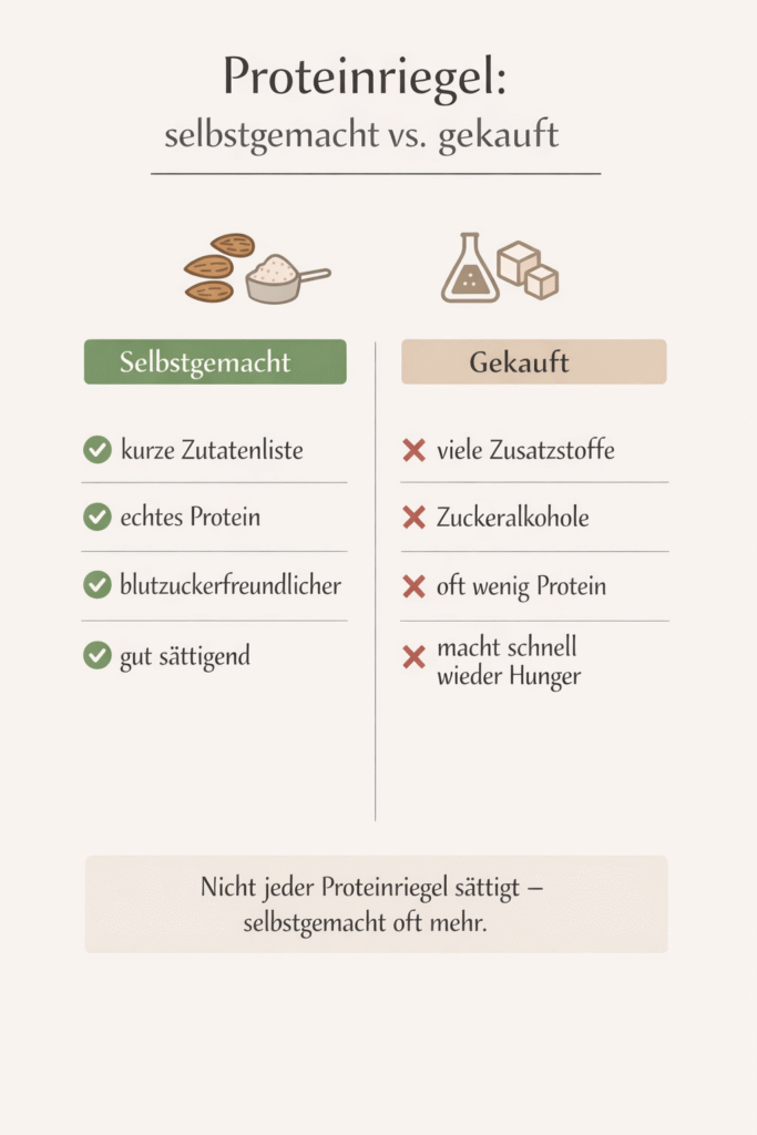 Vergleich Proteinriegel gekauft vs. selbstgemacht