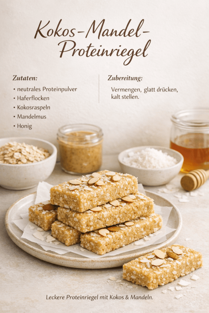 Kokos-Mandel-Proteinriegel Rezeptkarte