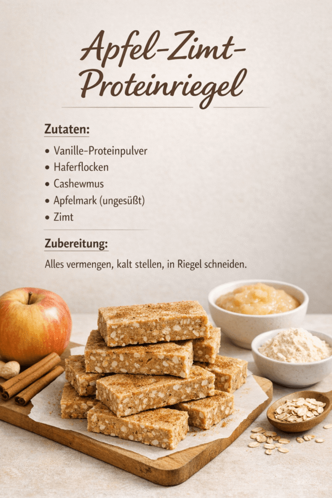 Apfel-Zimt-Proteinriegel Rezeptkarte