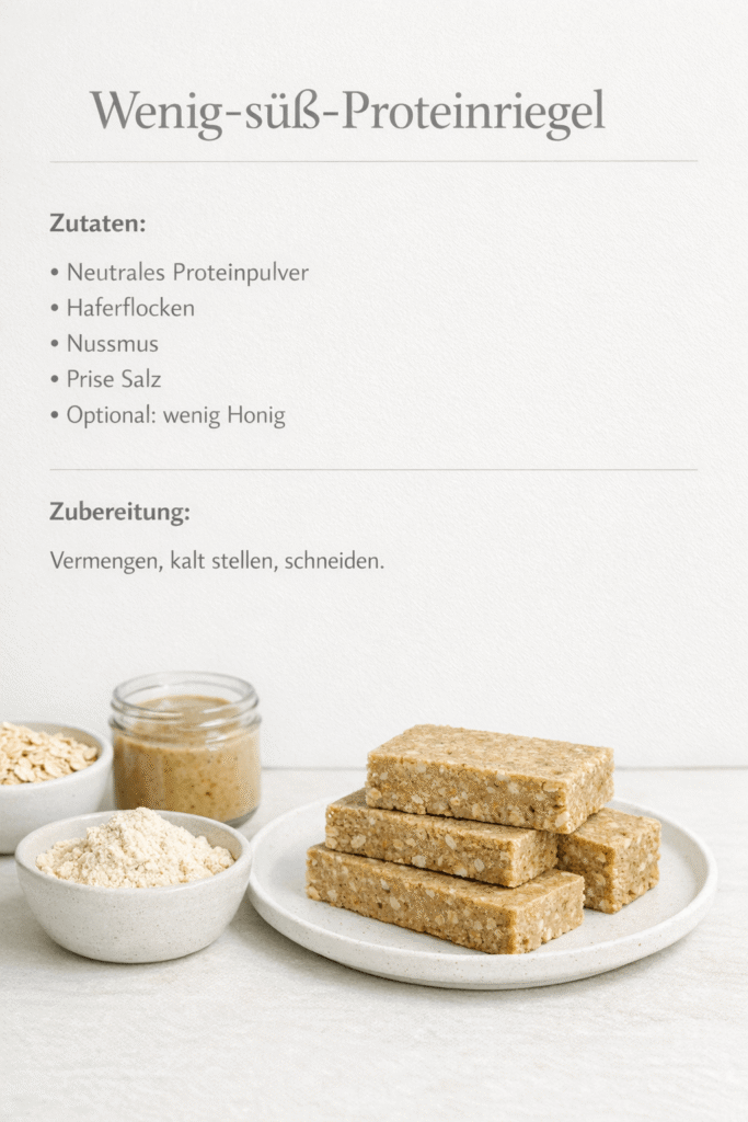 Wenig-süß-Proteinriegel Rezeptkarte