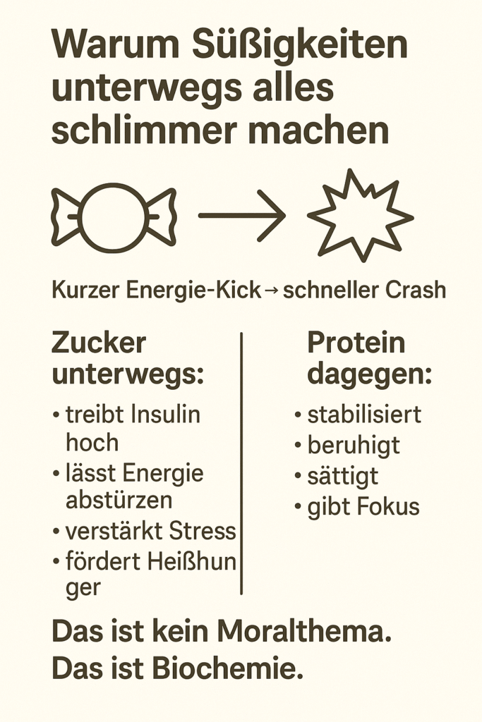Warum Süßigkeiten unterwegs alles schlimmer machen