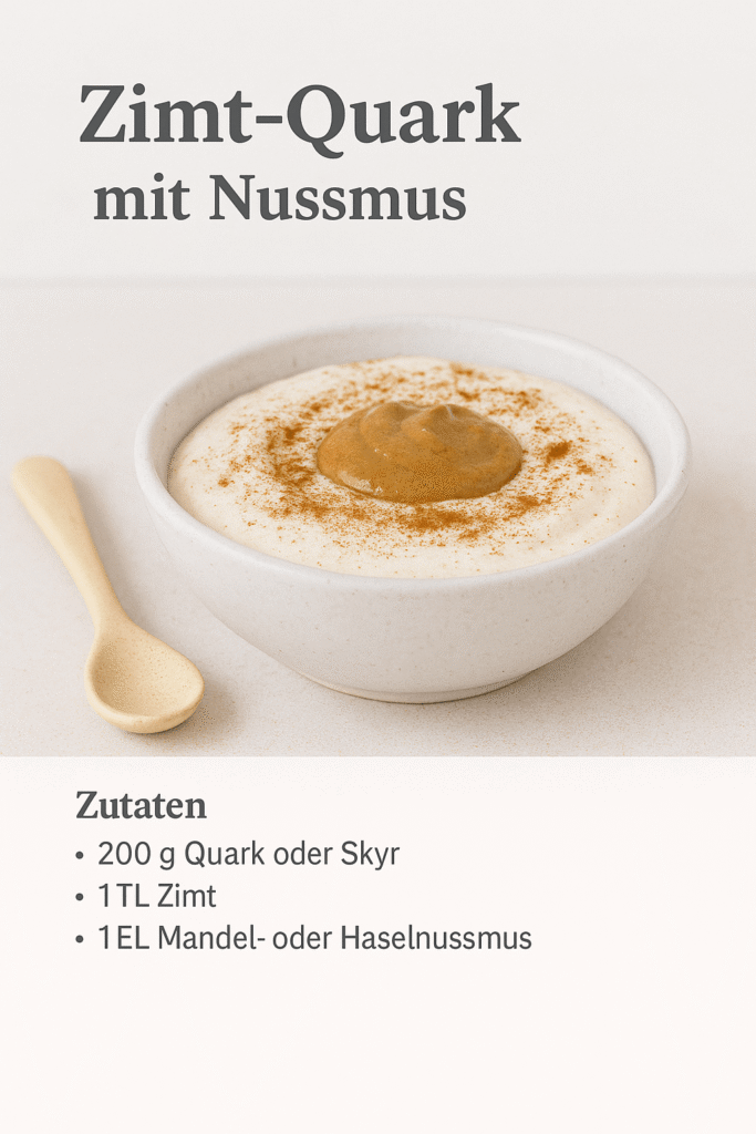 Rezeptkarte Zimt-Quark mit Nussmus