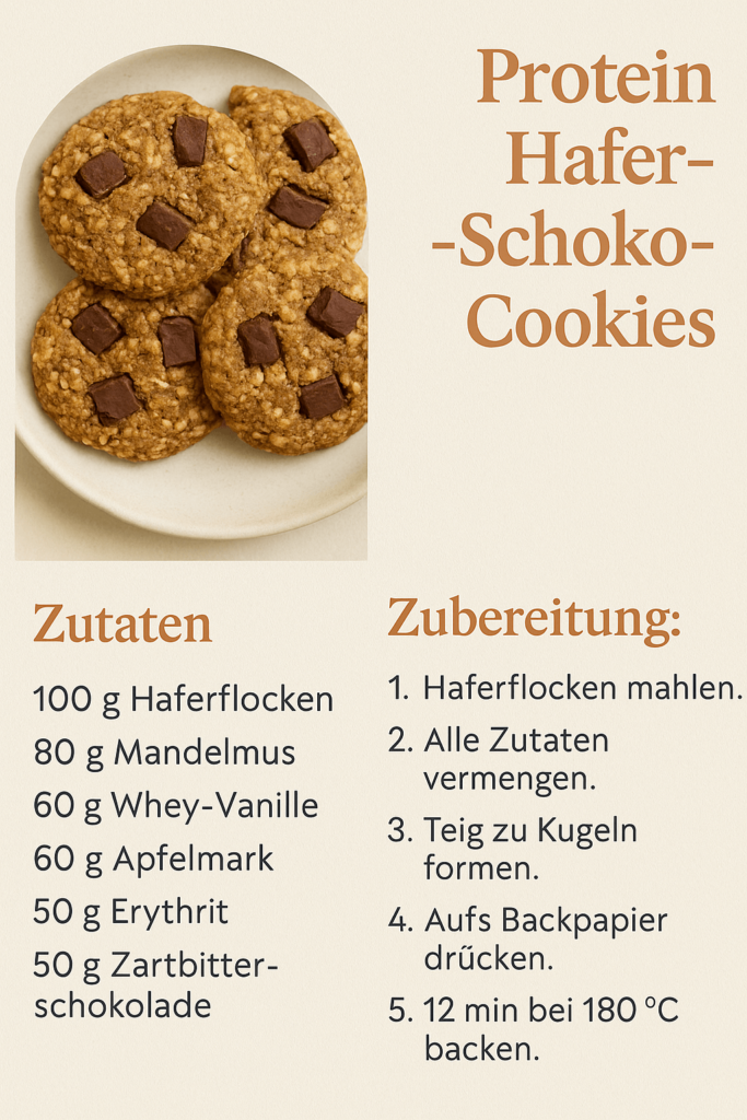 Hafer schoko Cookies Proteinreich Rezept