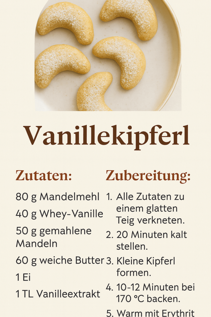 proteinreiche Vanillekipferl Rezeptkarte