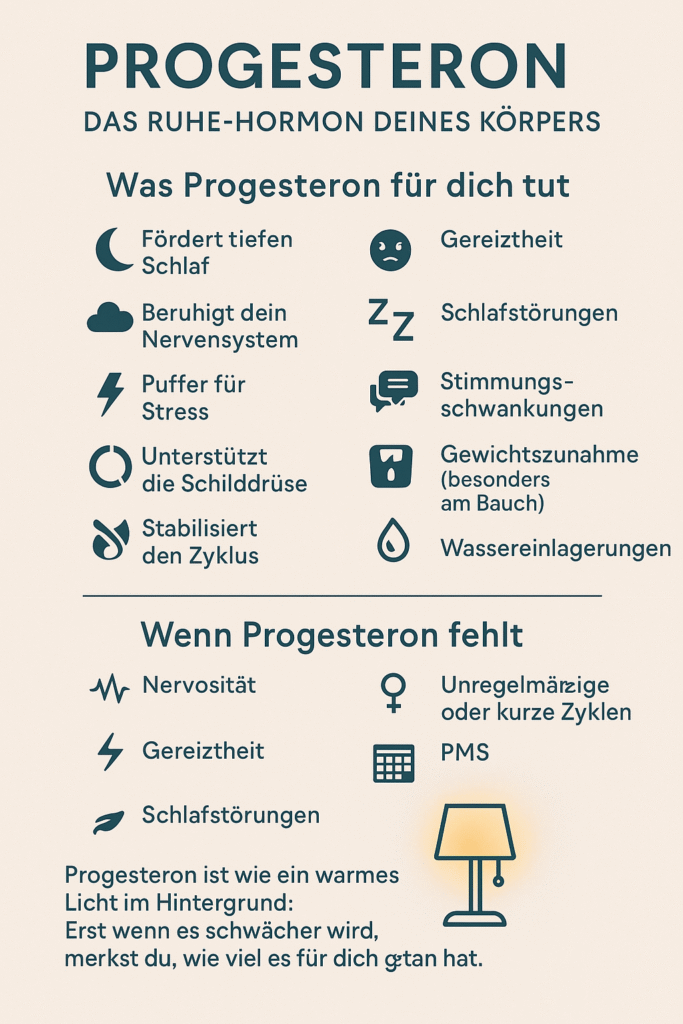 Was Progesteron für dich tut Übersicht, Infografik