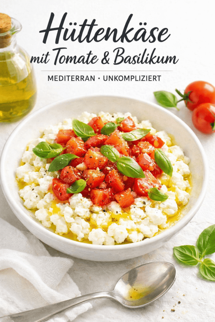 Hüttenkäse mit Tomate und Basilikum