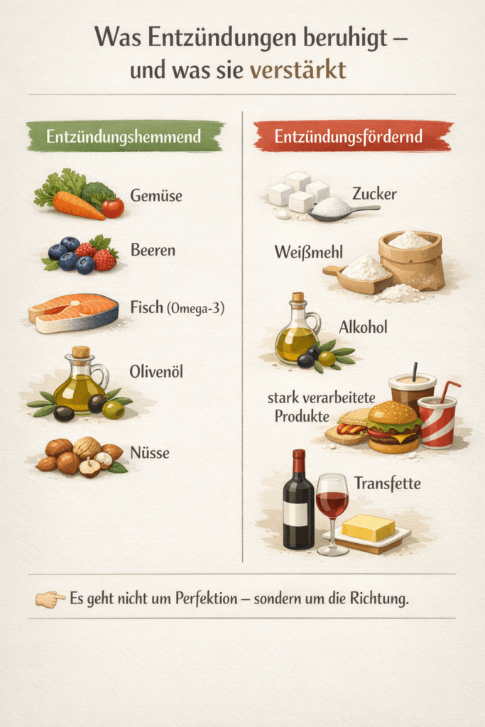 Vergleich von antientzündlichen Lebensmitteln vs. entzündlichen Lebensmitteln