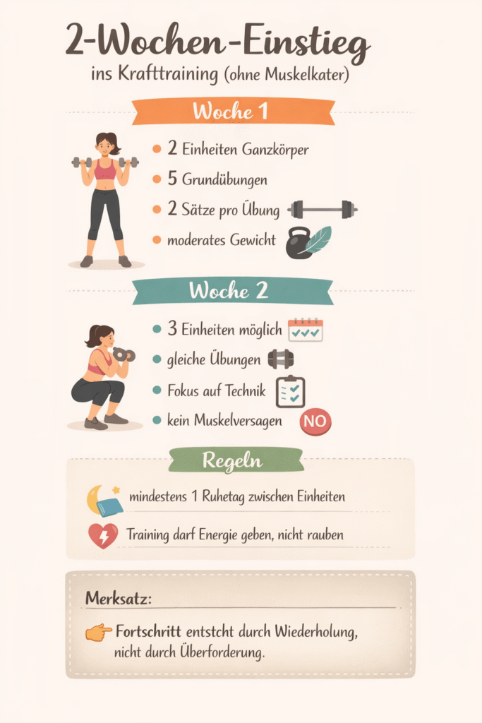 Hormonfreundlicher 2 Wochen Einstiegsplan für Krafttraining bei Frauen