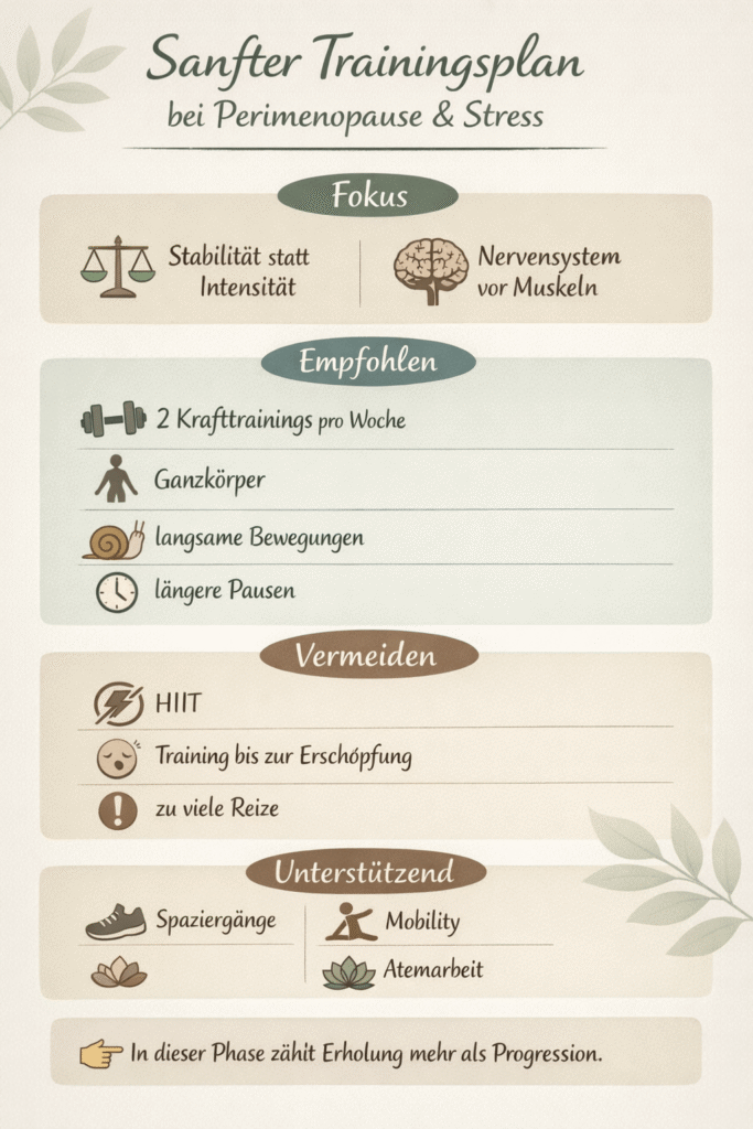 Sanfter Trainingsplan bei Perimenopause & Stress