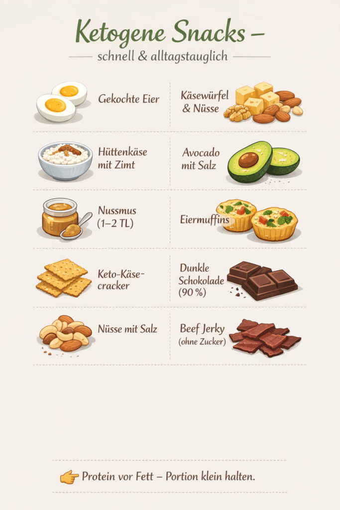 Ketogene Snacks - Übersicht