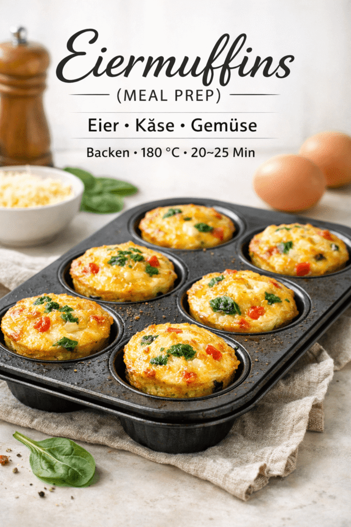 Rezeptkarte: Eiermuffins - ketogene Meal prep Rezepte