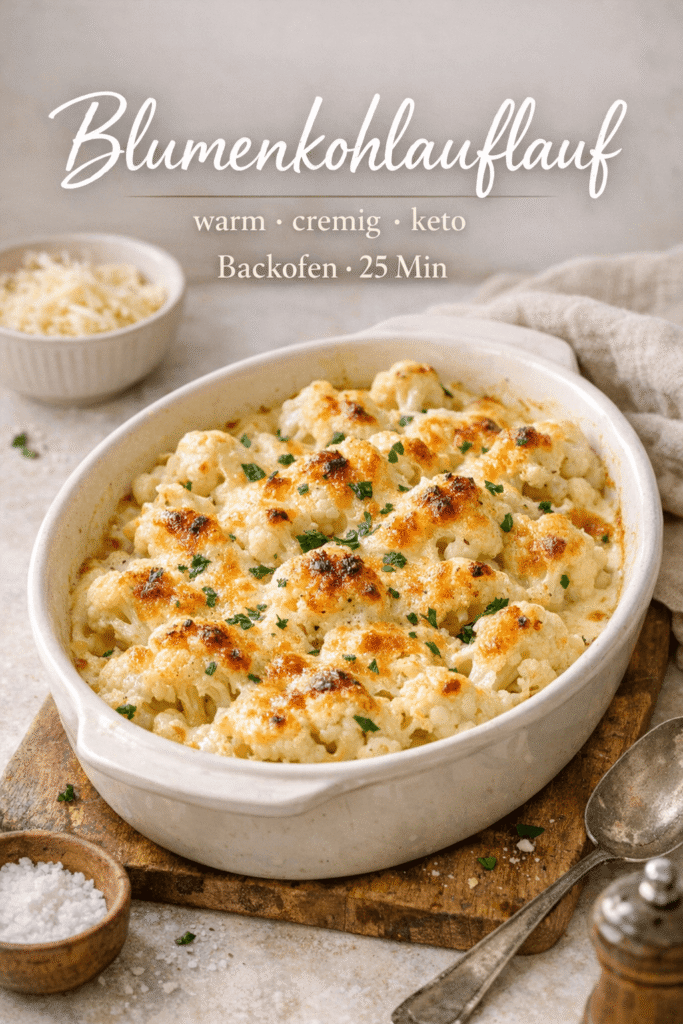 Rezeptkarte: Blumenkohlauflauf - ketogene Meal prep Rezepte