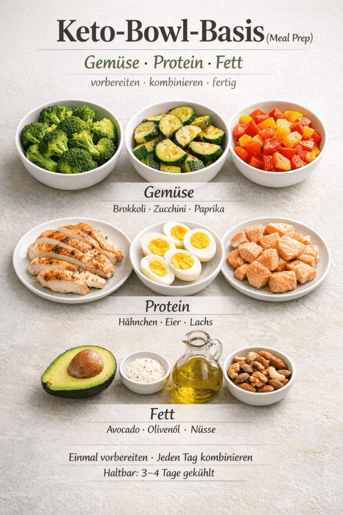 Rezeptkarte: Keto-Bowl-Basis - ketogene Meal prep Rezepte