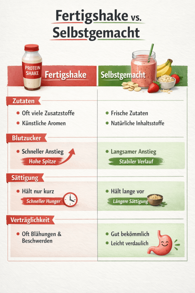 Vergleich Proteinshake Fertigpulver vs. Selbstgemacht