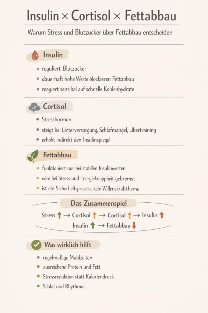 Zzusammenhang Insulin, Cortisol und Fettabbau