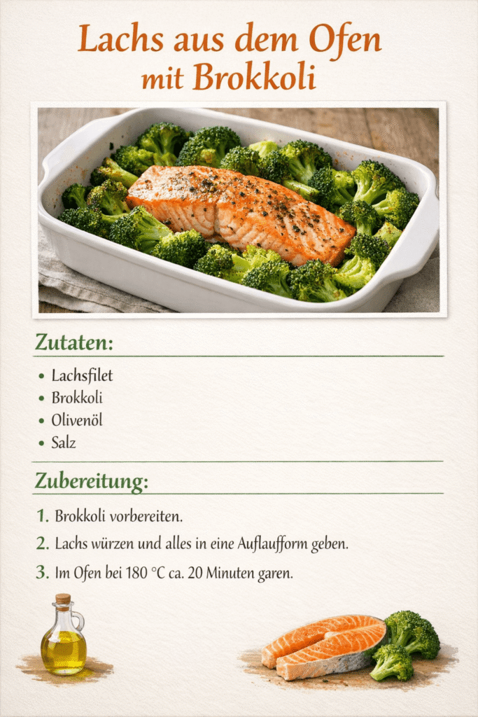 Lachs aus dem Ofen mit Brokkoli - proteinreiches Abendessen