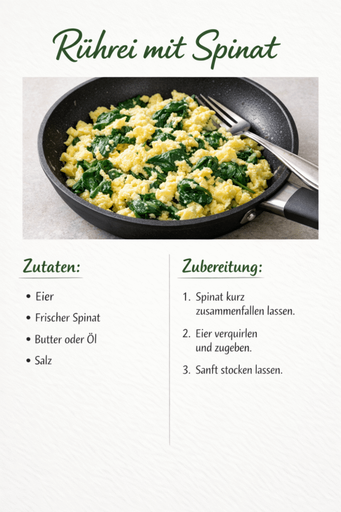 Rührei mit Spinat - proteinreiches Abendessen