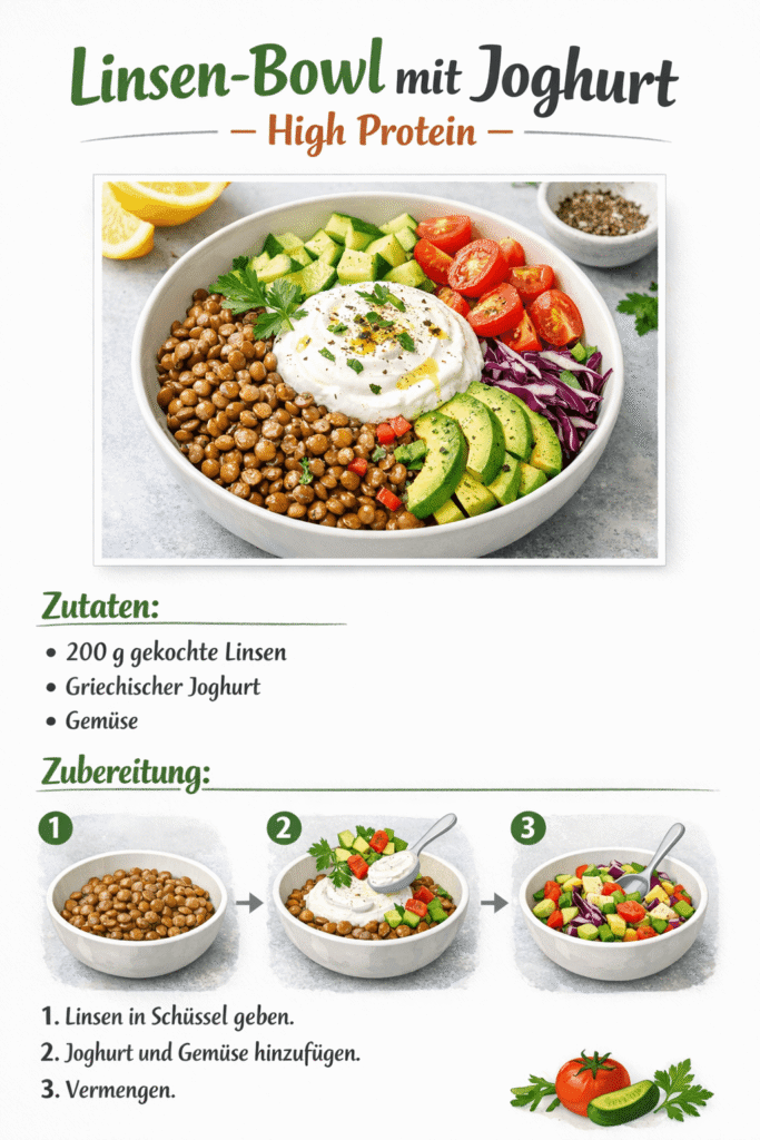 Linsen-Bowl mit Joghurt - High Protein