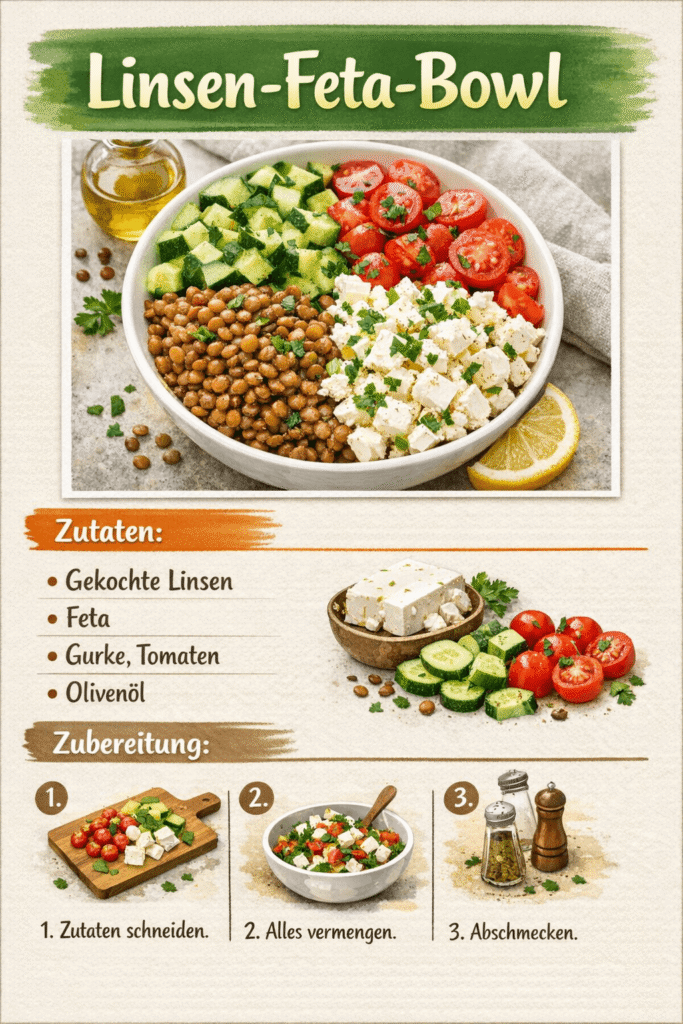 Linsen-Feta-Bowl