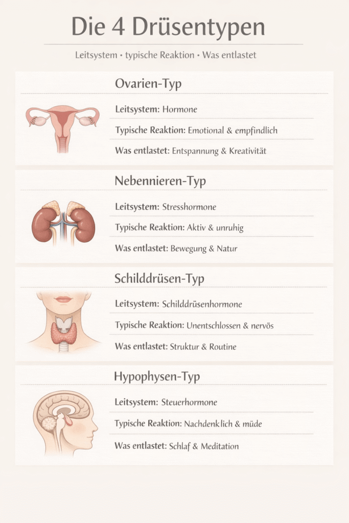 Die vier verschiedenen Drüsentypen