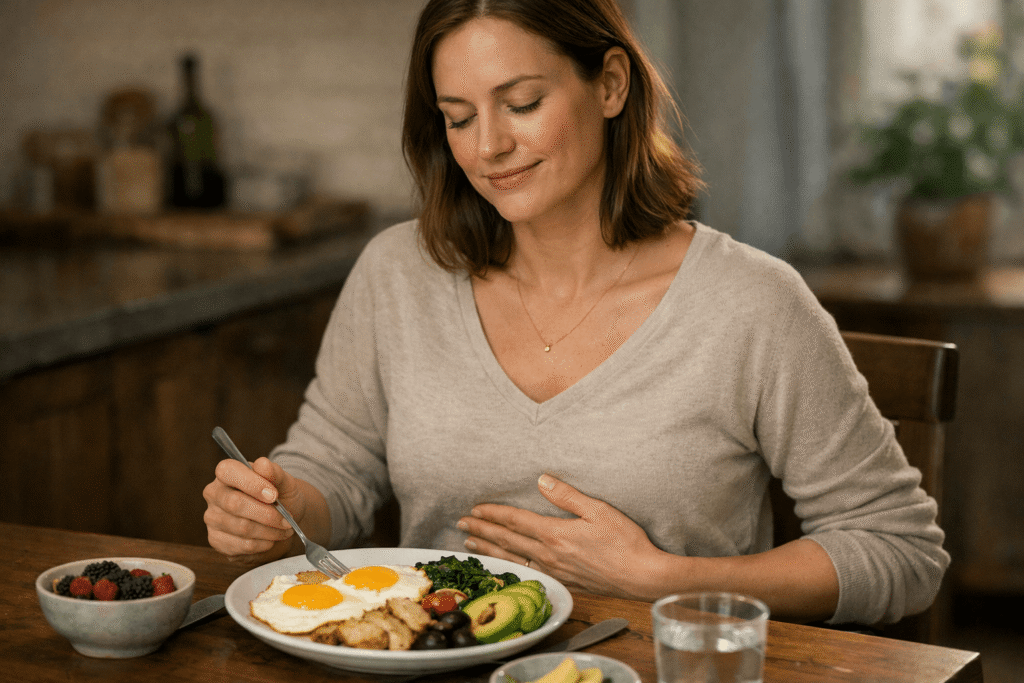 Frau isst ketogenes Essen