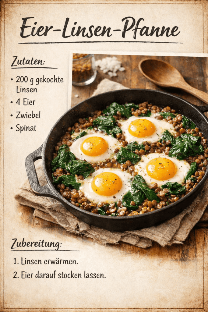 Eier-Linsen-Pfanne Rezept High Protein Ostern
