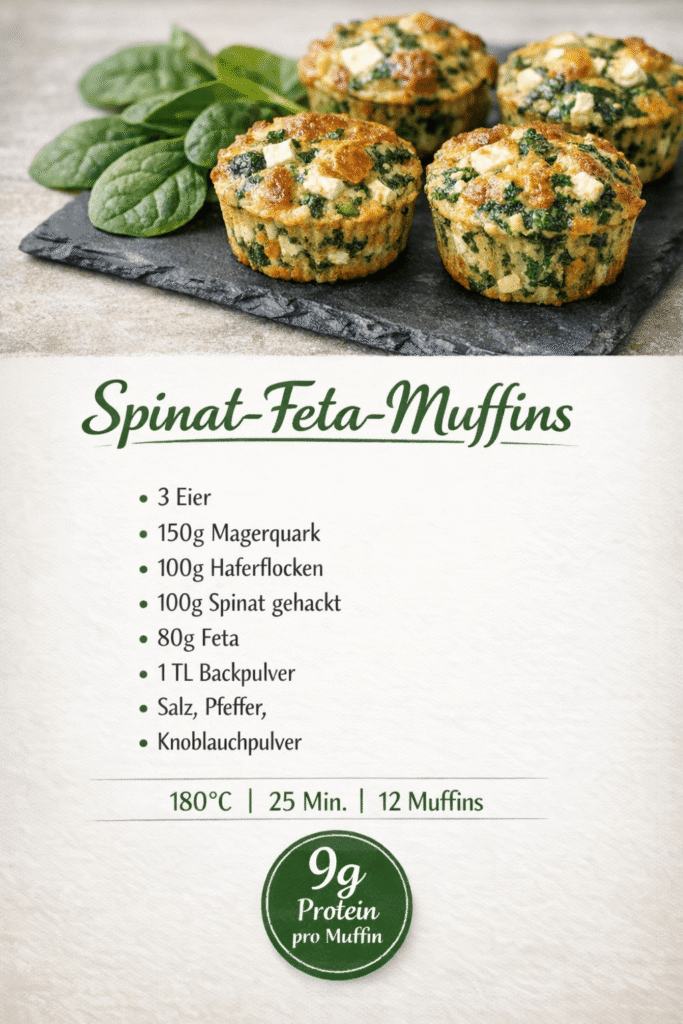 Spinat-Feta-Protein-Muffins