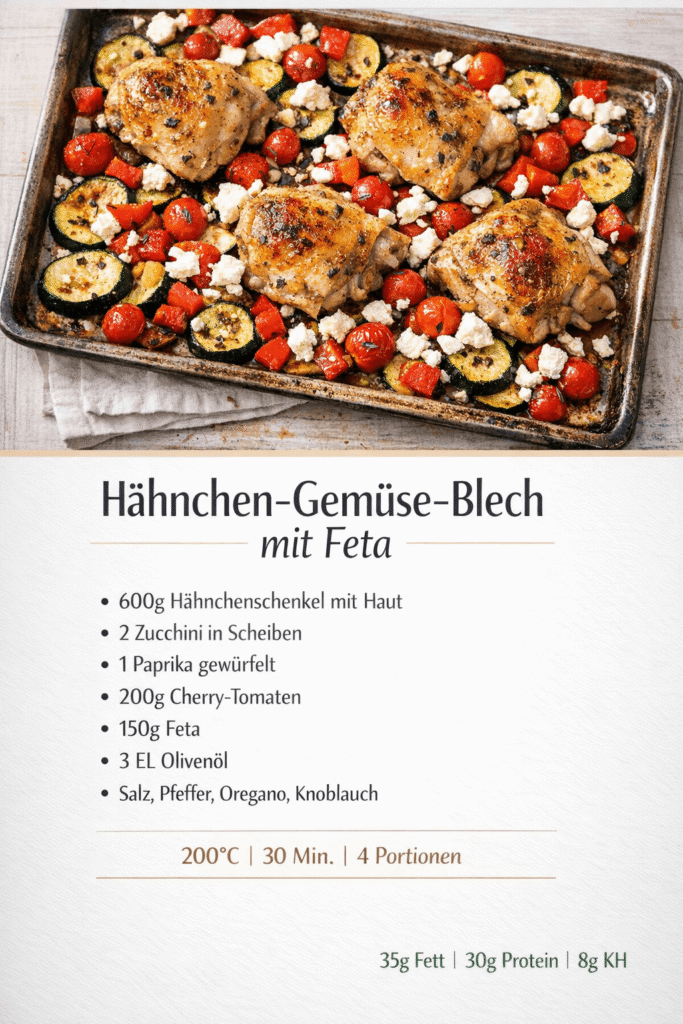 Hähnchen-Gemüse-Blech mit Feta