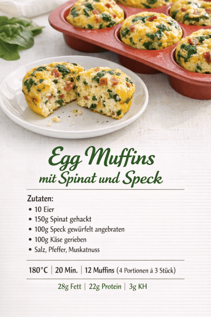 Egg Muffins mit Spinat und Speck
