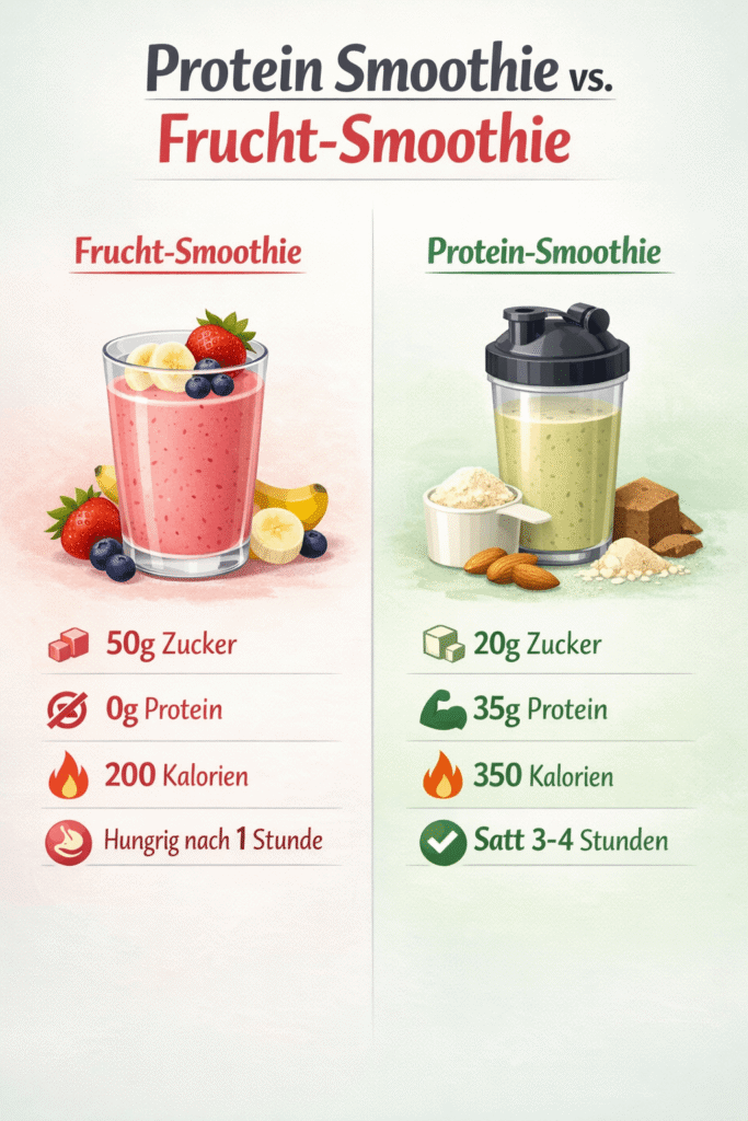 Vergleich normaler Smoothie vs. Protein smoothie