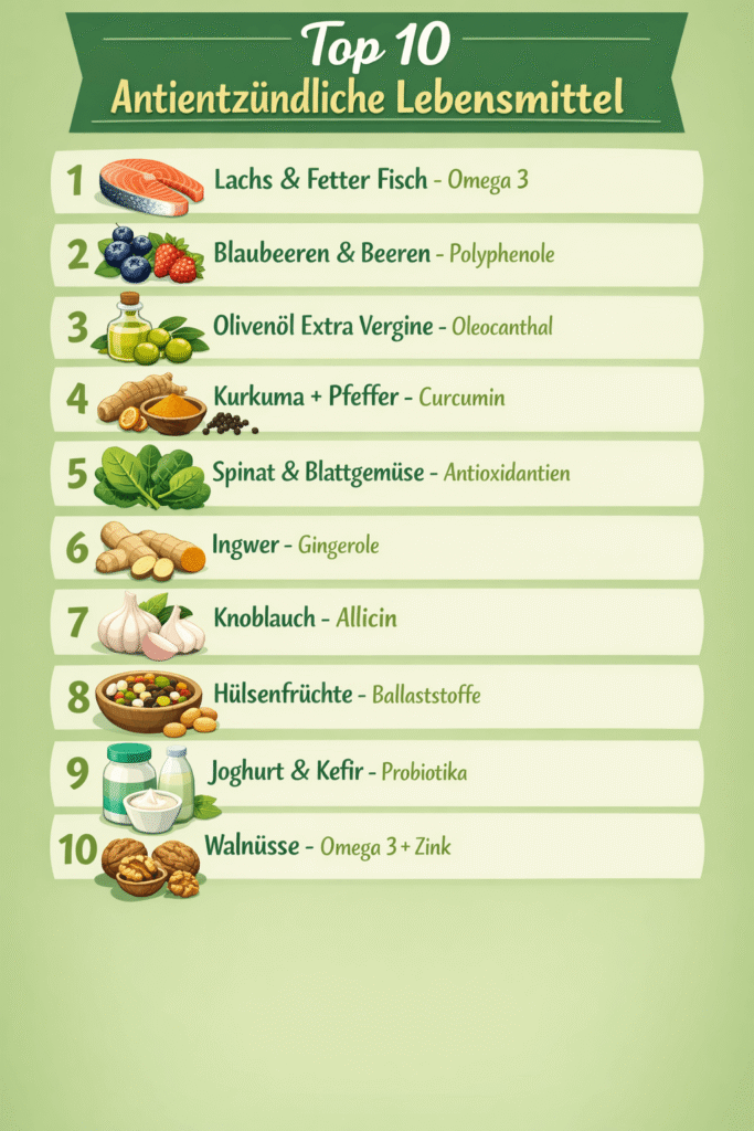 Die Top 10 antientzündlichen Lebensmittel