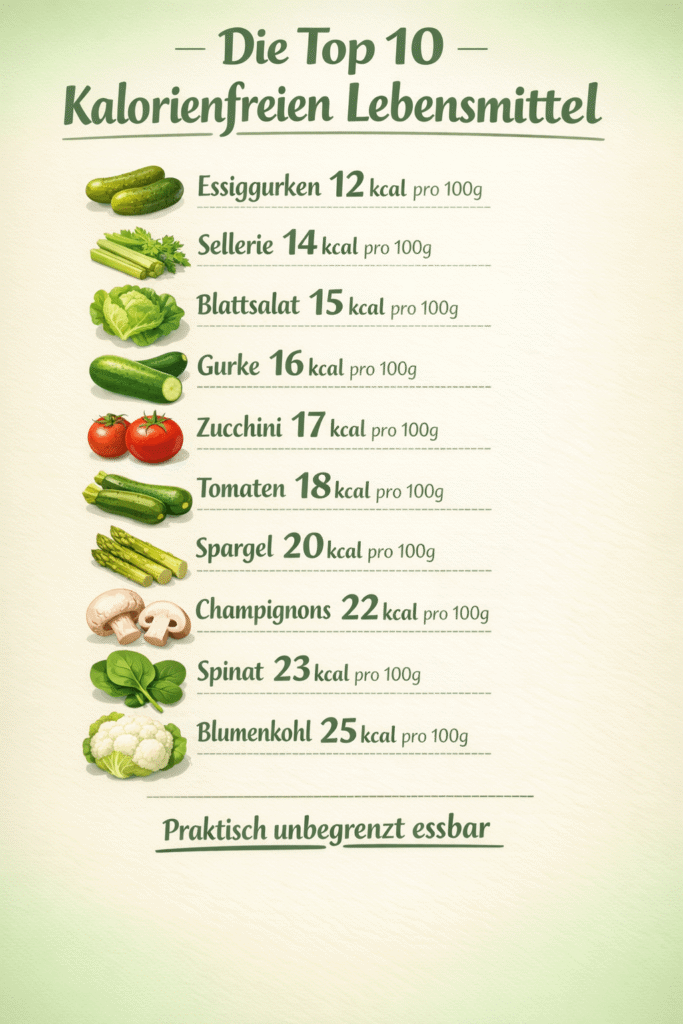 Die top 10 Kalorienfreiesten Lebensmittel