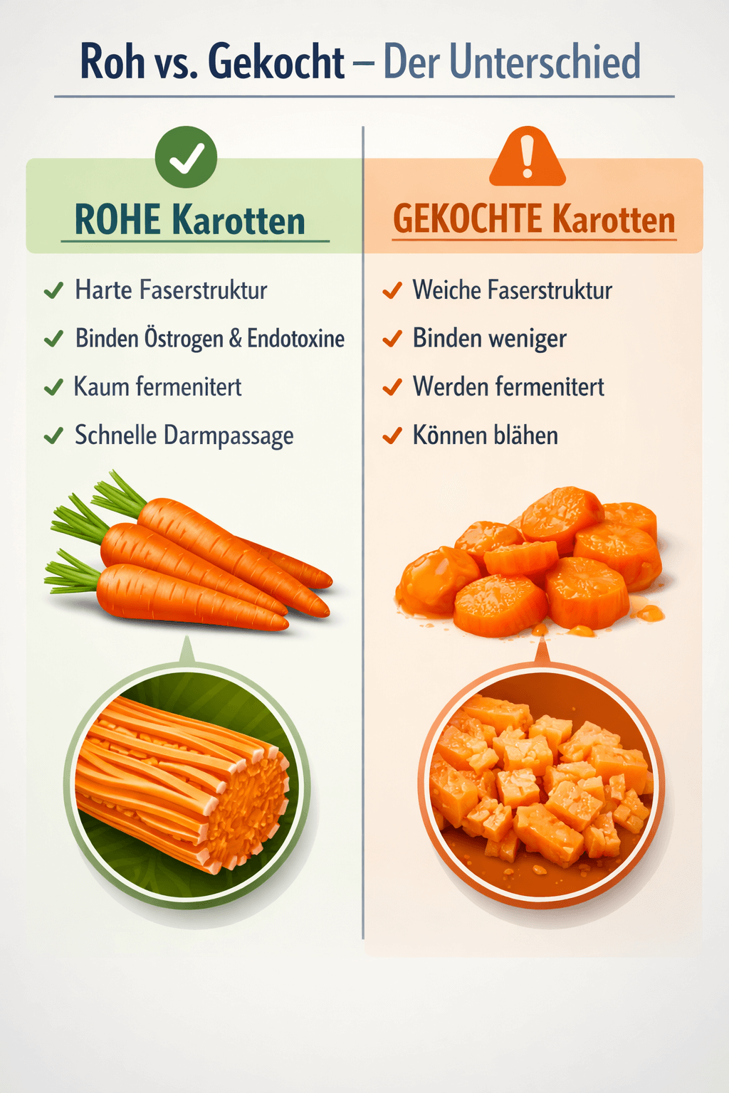 Rohe Karotten vs. gekochte Karotten - der Unterschied