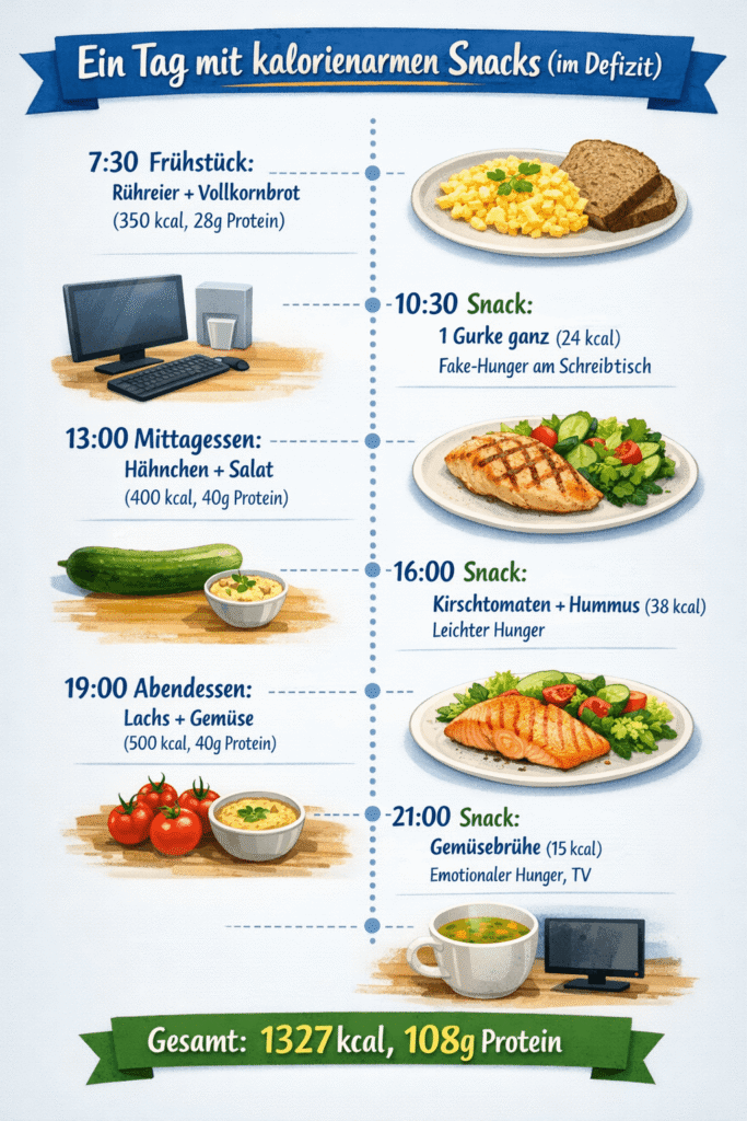 Ein Tag mit kalorienarmen Snacks