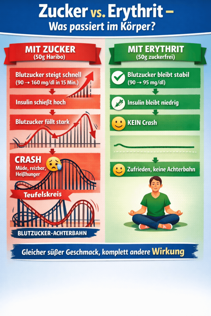 Zucker vs. Erythrit - was passiert im Körper