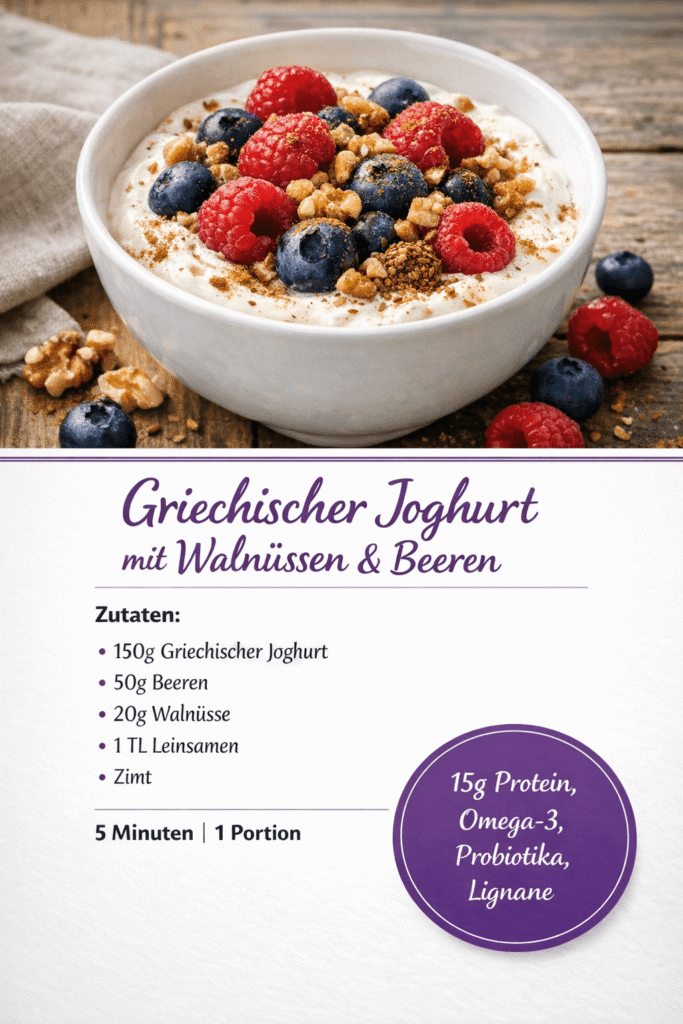 Griechischer Joghurt mit Walnüssen und Beeren
