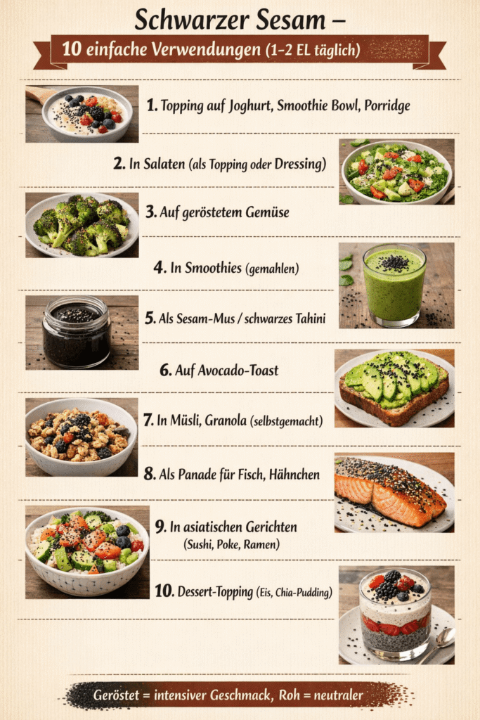 Wie man schwarzen Sesam verwendet