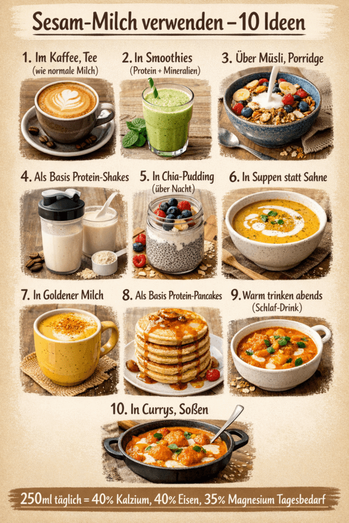 Sesam-Milch verwenden