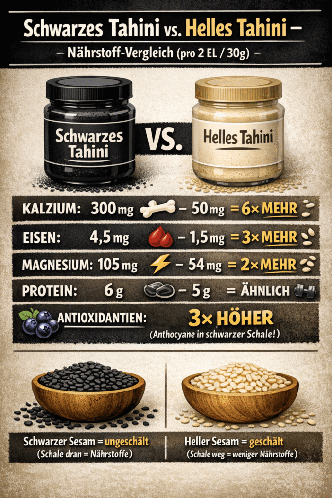 Vergleich schwarzes Sesammus vs. weißes Sesammus