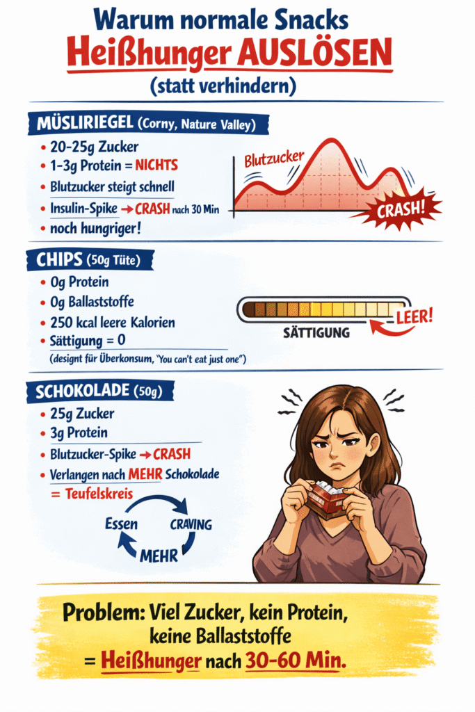 Warum normale Snacks Heißhunger auslösen können