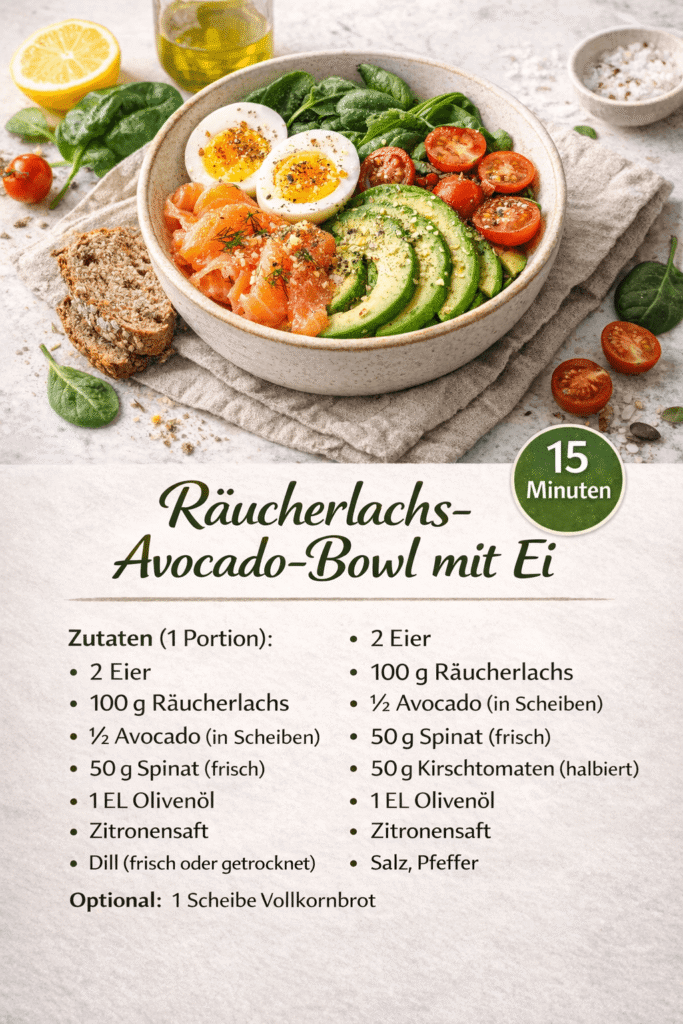 Räucherlachs-Avocado-Bowl mit Ei