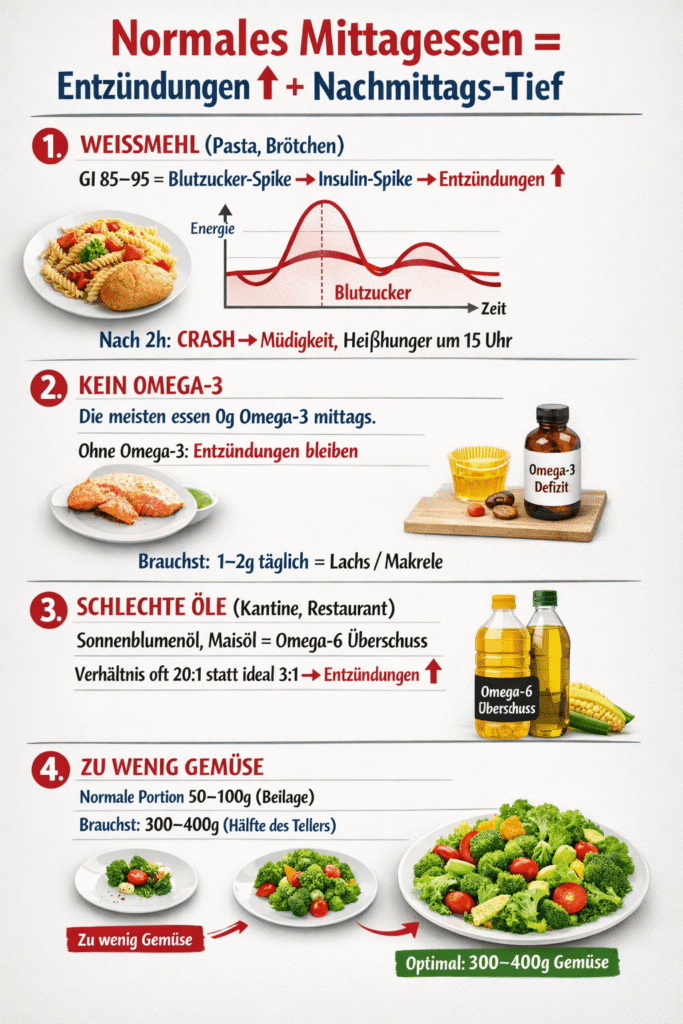 Normales Mittagessen vs. entzündliches Mittagessen