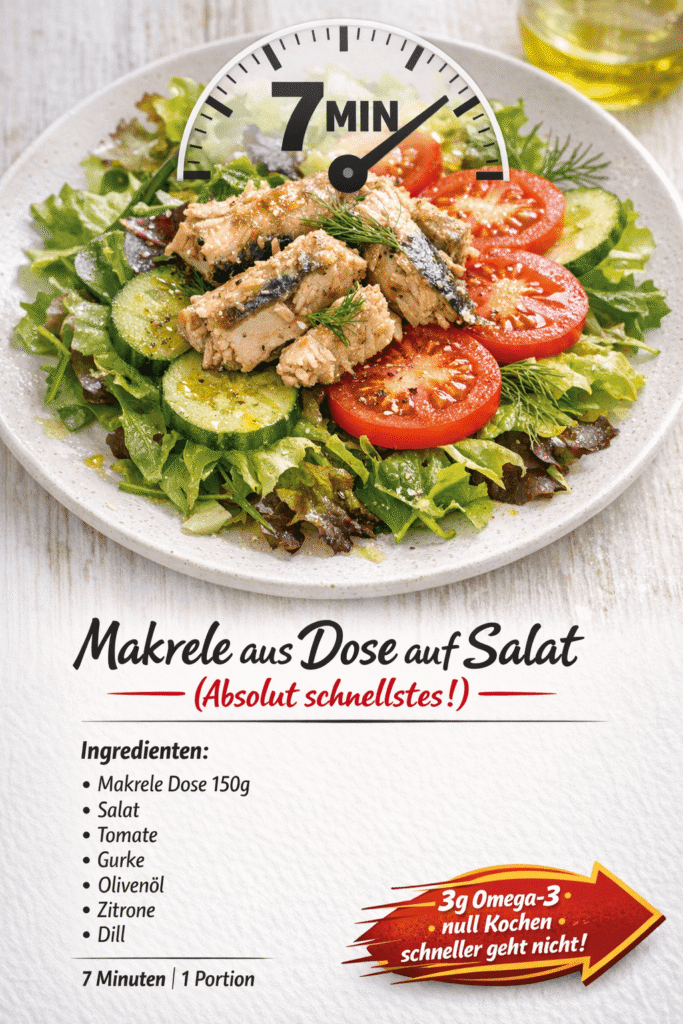 Makrele aus Dose auf Salat