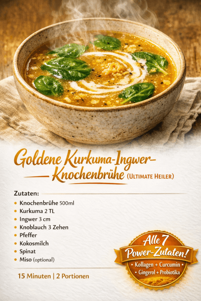 Goldene Kurkuma Ingwer Knochenbrühe