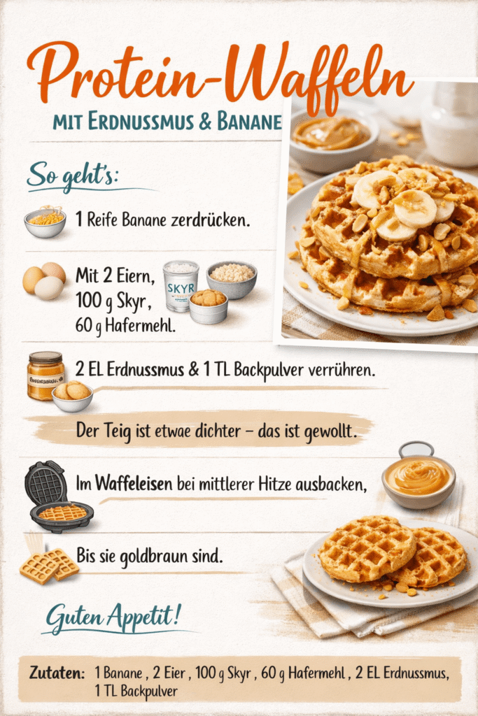 Protein Waffeln mit Erdnussmus und Banane